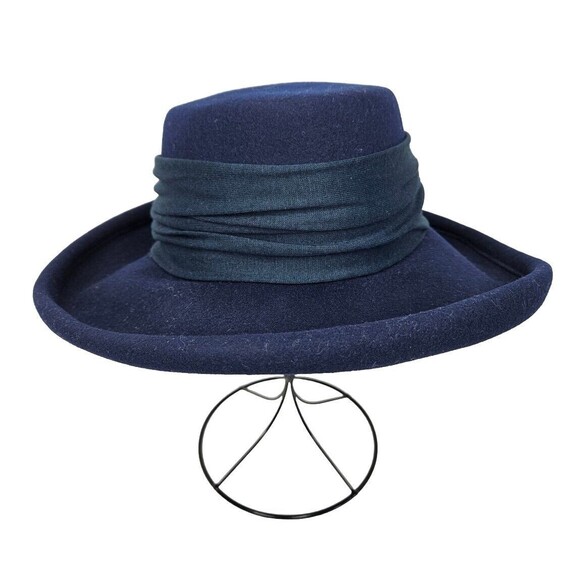 Vintage Importina Bollman Women's Blue Hat 100% Wool Doeskin Felt - Picture 1 of 12